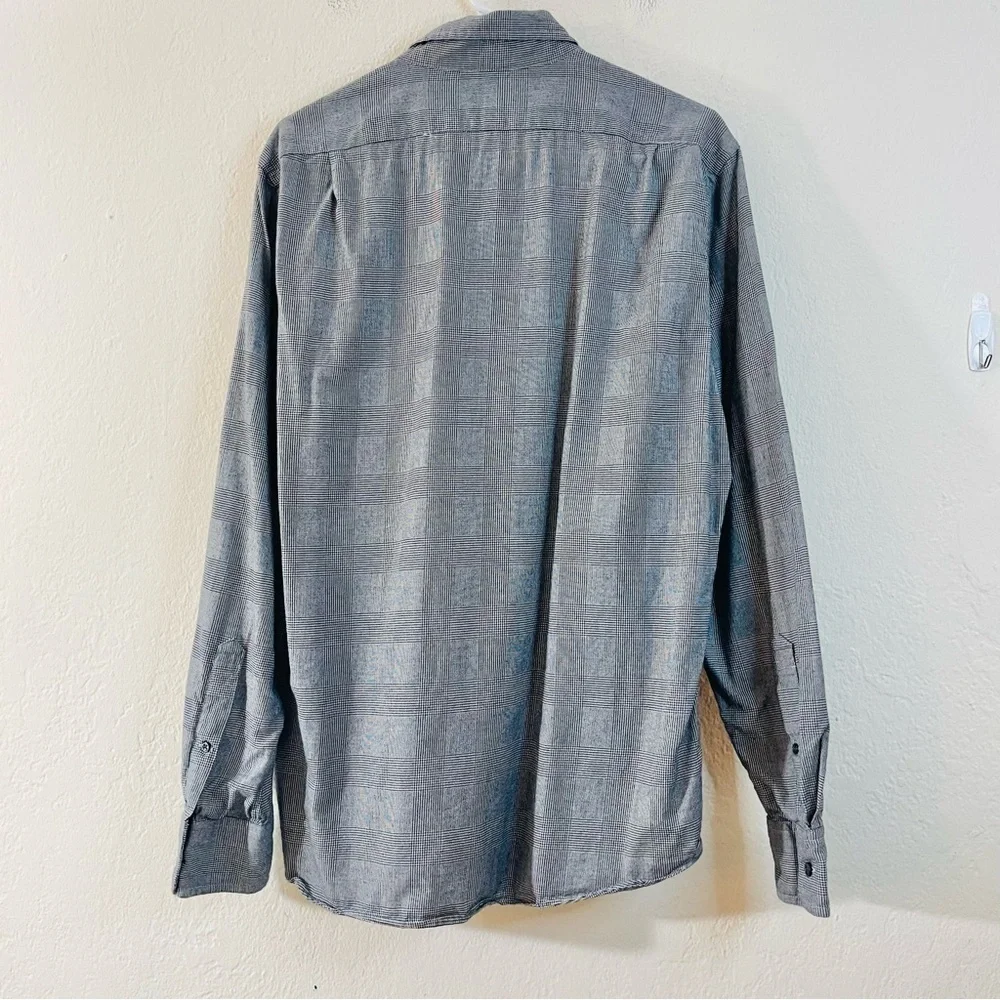 J. Crew Slim Fit Plaid Long Sleeve Button Down Shirt Large Black/White Pocket